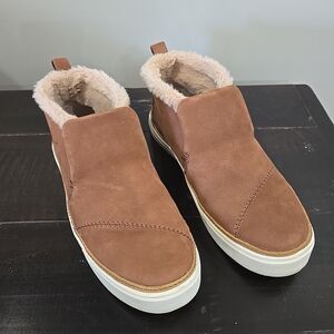 Toms Paxton Brown Suede Fur-Lined Sneakers